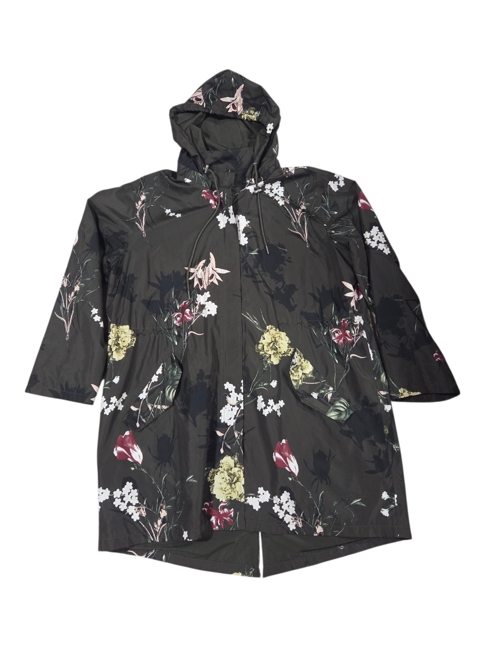 Northern Reflections Green Floral Hooded Trench Coat